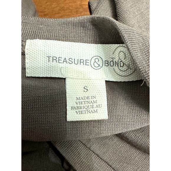 Treasure & Bond Bodycon Midi Dress Draped Knit Fabric Brown Heathered Small NWOT - Picture 7 of 8